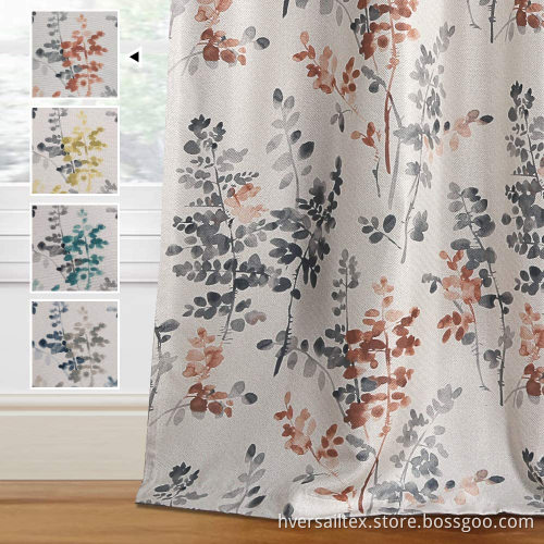 Classical Ink Painting Floral Printed Curtain Drapes